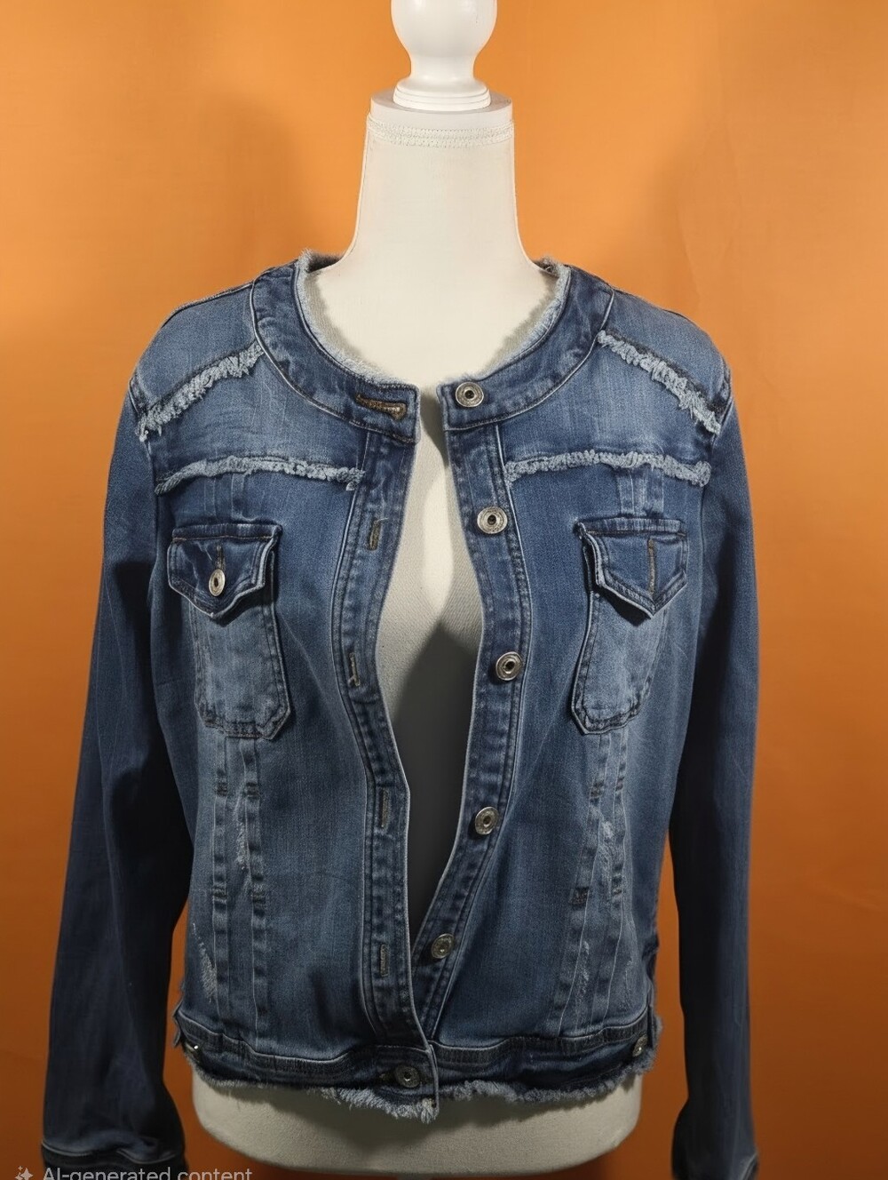 INC International Concepts Distressed Blue Denim Jacket